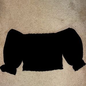 Black off the shoulder cropped shirt